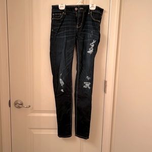 Ripped Straight Leg Blue Jeans